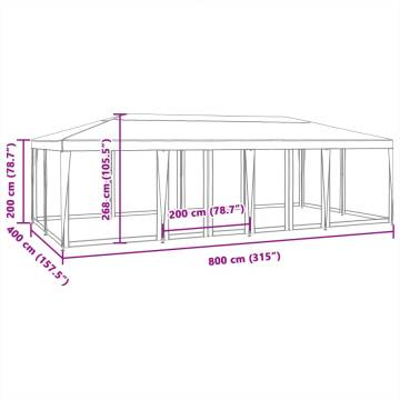  Party Tent with 12 Mesh Sidewalls Blue 8x4 m HDPE