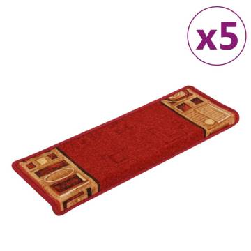  Stair Mats Self-adhesive 5 pcs 65x21x4 cm Red