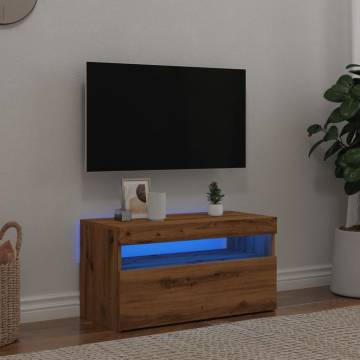  TV Cabinet with LED Lights Artisan Oak 75x35x40 cm Engineered Wood