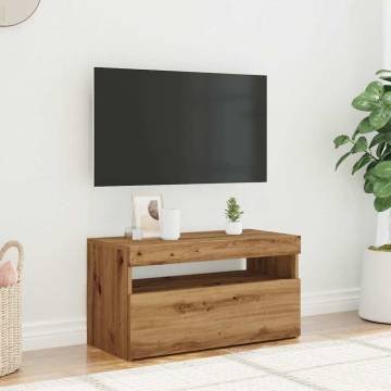  TV Cabinet with LED Lights Artisan Oak 75x35x40 cm Engineered Wood