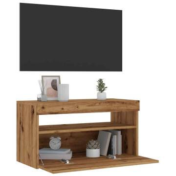  TV Cabinet with LED Lights Artisan Oak 75x35x40 cm Engineered Wood