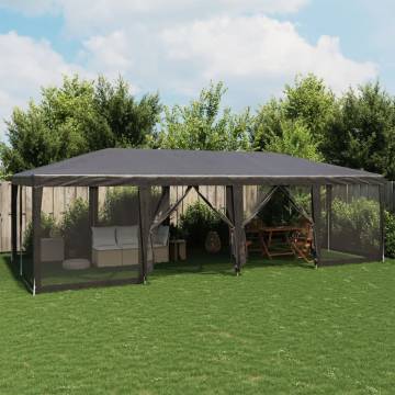  Party Tent with 12 Mesh Sidewalls Anthracite 8x4 m HDPE