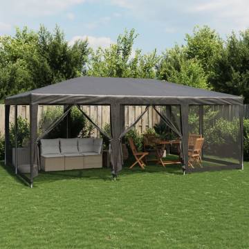  Party Tent with 10 Mesh Sidewalls Anthracite 6x4 m HDPE