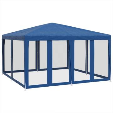  Party Tent with 8 Mesh Sidewalls Blue 4x4 m HDPE