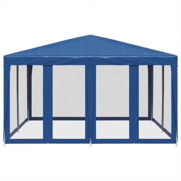  Party Tent with 8 Mesh Sidewalls Blue 4x4 m HDPE