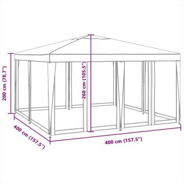  Party Tent with 8 Mesh Sidewalls Blue 4x4 m HDPE