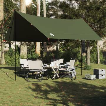  Camping Tarp Olive Green 438x376x212 cm Waterproof