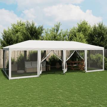  Party Tent with 12 Mesh Sidewalls White 8x4 m HDPE