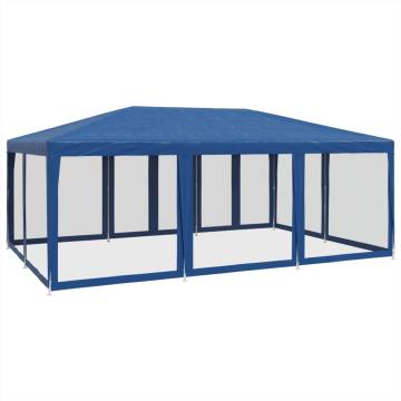  Party Tent with 10 Mesh Sidewalls Blue 6x4 m HDPE