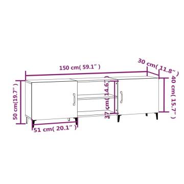 TV Cabinet White 150x30x50 cm Engineered Wood