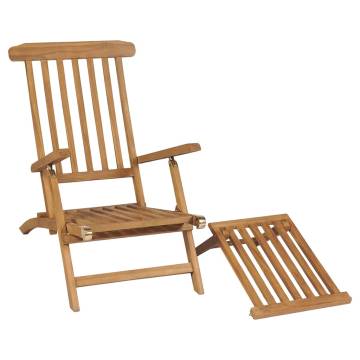 Deck Chairs with Footrests 2 pcs Solid Teak Wood