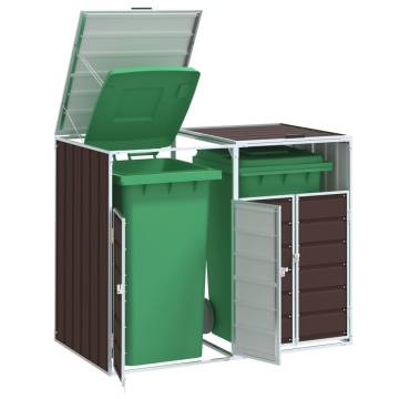  Wheelie Bin Storage for Double Bins Brown 144x81x113 cm Steel