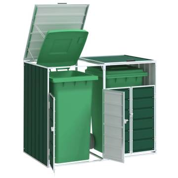  Wheelie Bin Storage for Double Bins Green 144x81x113 cm Steel