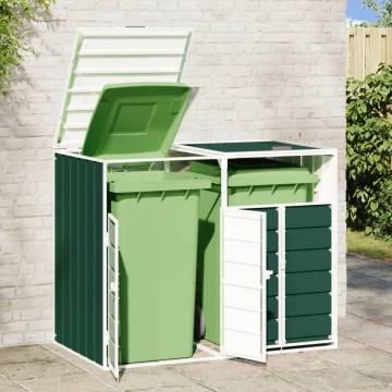  Wheelie Bin Storage for Double Bins Green 144x81x113 cm Steel