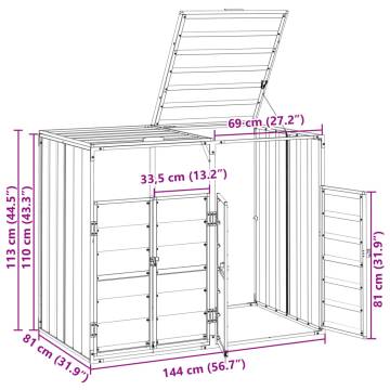  Wheelie Bin Storage for Double Bins Green 144x81x113 cm Steel