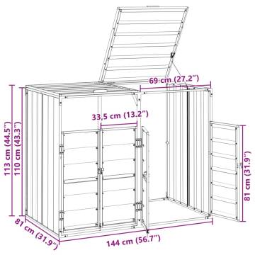  Wheelie Bin Storage for Double Bins Anthracite 144x81x113 cm Steel