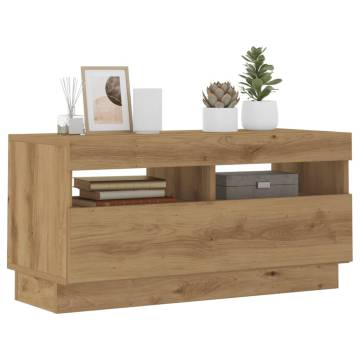  TV Cabinet with LED Lights Artisian Oak 80x35x40 cm Engineered Wood