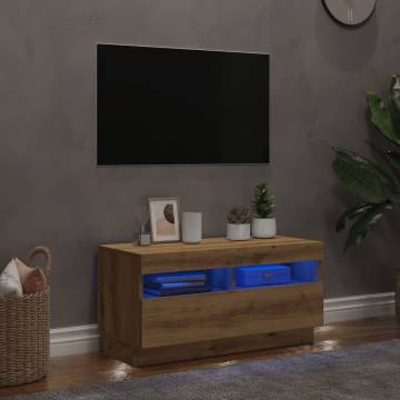  TV Cabinet with LED Lights Artisian Oak 80x35x40 cm Engineered Wood