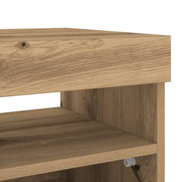  TV Cabinet with LED Lights Artisian Oak 80x35x40 cm Engineered Wood