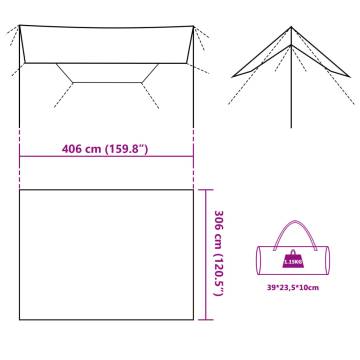  Camping Tarp Olive Green 406x306 cm Waterproof