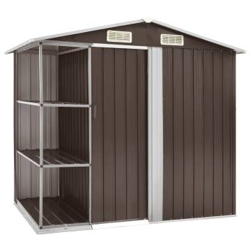  Garden Shed with Rack Brown 205x130x183 cm Iron