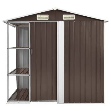  Garden Shed with Rack Brown 205x130x183 cm Iron