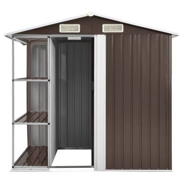  Garden Shed with Rack Brown 205x130x183 cm Iron