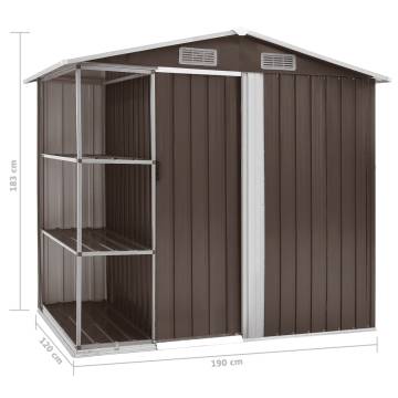  Garden Shed with Rack Brown 205x130x183 cm Iron