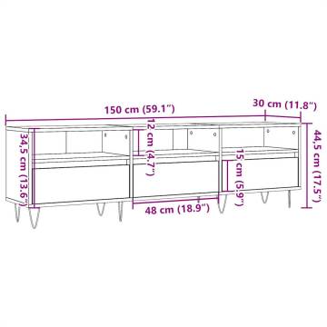  TV Cabinet Artisan Oak 150x30x44.5 cm Engineered Wood