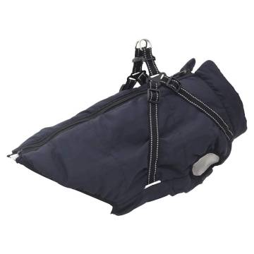  Dog Coat with Harness Waterproof Reflective Navy Blue 4XL