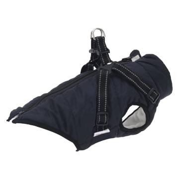  Dog Coat with Harness Waterproof Reflective Navy Blue S