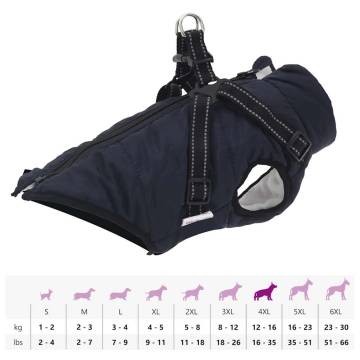  Dog Coat with Harness Waterproof Reflective Navy Blue 3XL