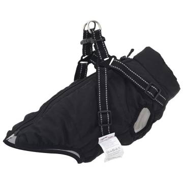  Dog Coat with Harness Waterproof Reflective Black M