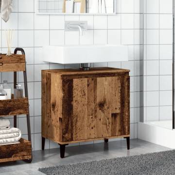  Sink Cabinet Old Wood 58x33x60 cm Engineered Wood