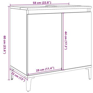  Sink Cabinet Old Wood 58x33x60 cm Engineered Wood