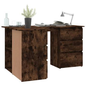 Corner Desk Smoked Oak 145x100x76 cm Engineered Wood