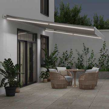  Manual Retractable Awning with LED Anthracite&White 600x300 cm