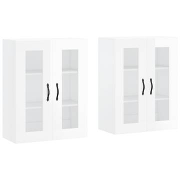 Wall Mounted Cabinets 2 pcs High Gloss White Engineered Wood