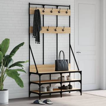 Clothes Rack with Shoe Storage Sonoma Oak 100x40x184 cm