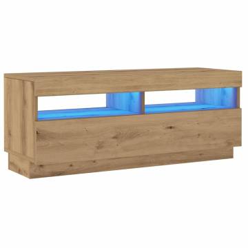  TV Cabinet with LED Lights Artisian Oak 100x35x40 cm Engineered Wood