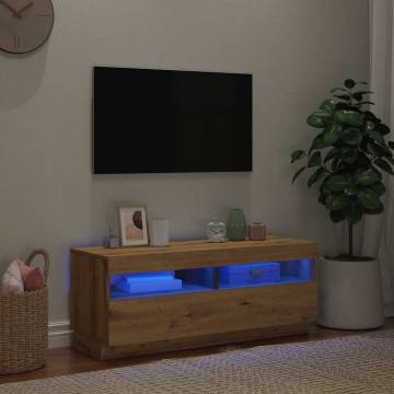  TV Cabinet with LED Lights Artisian Oak 100x35x40 cm Engineered Wood