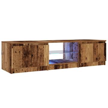  TV Cabinet with LED Lights Old Wood 140x40x35.5 cm Engineered Wood