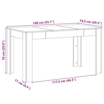  Dining Table Old Wood 140x74.5x76 cm Engineered Wood