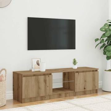  TV Cabinet with LED Lights Artisian Oak 140x40x35.5 cm Engineered Wood