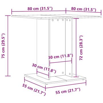  Dining Table Old Wood 80x80x75 cm Engineered Wood