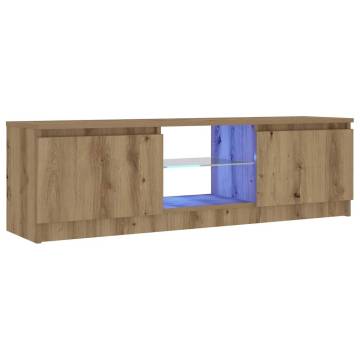  TV Cabinet with LED Lights Artisian Oak 120x30x36 cm Engineered Wood