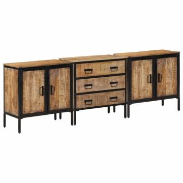  Sideboards 3 pcs 70x35x70 cm Solid Rough Wood Mango