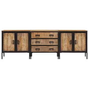  Sideboards 3 pcs 70x35x70 cm Solid Rough Wood Mango