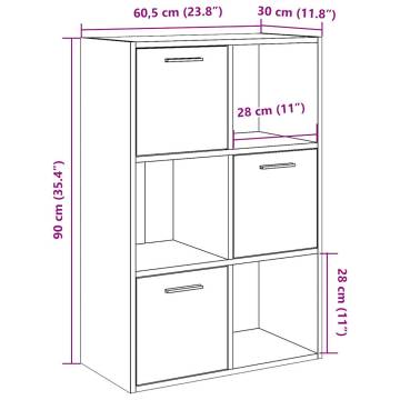  Bookshelf Old Wood 60.5x30x90 cm Engineered Wood