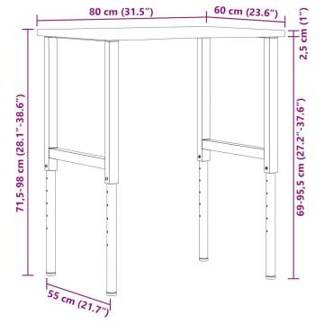  Workbench 80x60x(71.5-98) cm Solid Wood Oak